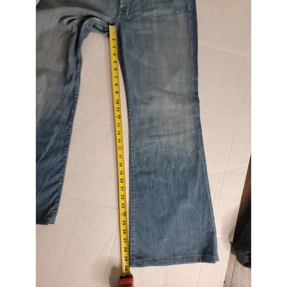 7 Seven For All Mankind Dojo Flare Jeans 32 X 30 White Embroidery Y2K 90s USA - Picture 11 of 15